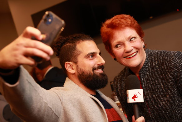 Yemini with Pauline Hanson in rural Victoria during the last federal election.  