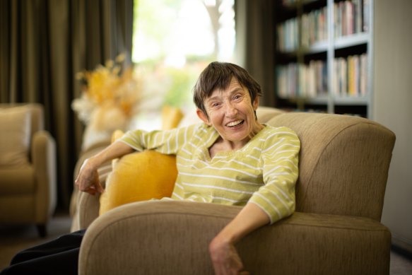 Meredith Allan at the retirement village where she lives. Allan has severe dysphagia and takes some of her meals via a feeding tube.