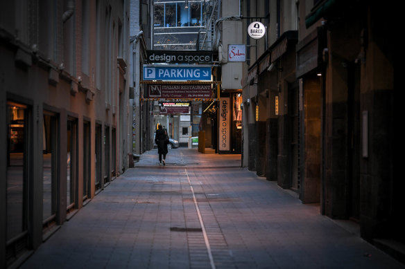 Melbourne’s CBD during lockdown.