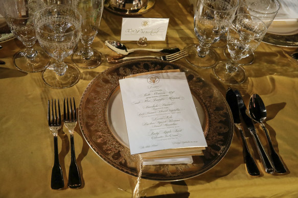 The menu for the White House state dinner.