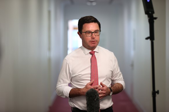 Nationals leader David Littleproud during a doorstop interview at Parliament House.
