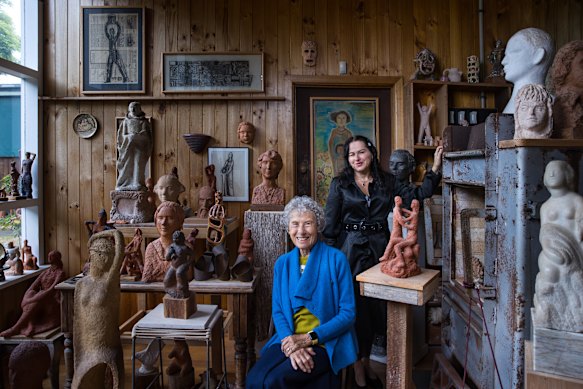 Tania and Eva de Jong in the old family studio in Malvern.