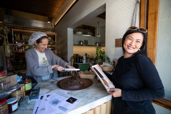 Yuko Nakao delivers traditional Japanese knives to Ludmilla Ivanovic from Iggy’s Bread, which has bought from her growing business.