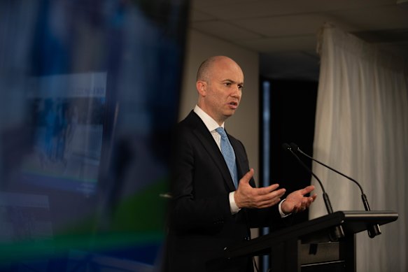 NSW Treasurer, Matt Kean outlines his budget to reporters prior to his budget speech in NSW Parliament in Sydney.