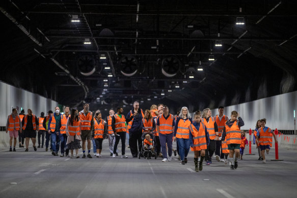 About 2000 people got the chance to walk through a section of the M4-M8 Link tunnels on Sunday,