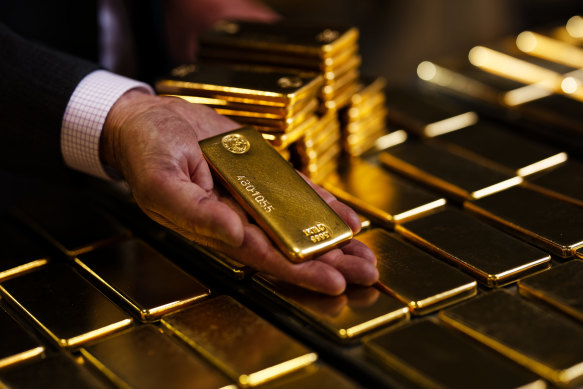 Gold bars at the Perth Mint refinery.