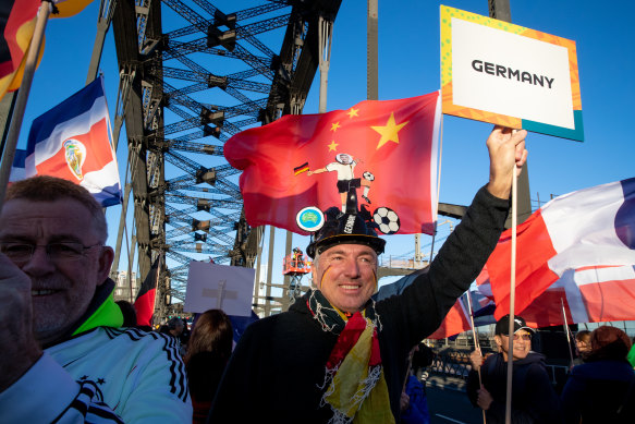 Soccer fan Karl Schmitz got right amongst it.