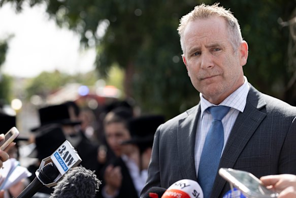 Detective Inspector Chris Murray addresses the media in 2024.