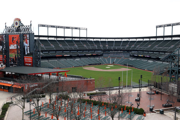 Camden Yards sits empty in Baltimore. MLB's opening day has been postponed indefinitely.