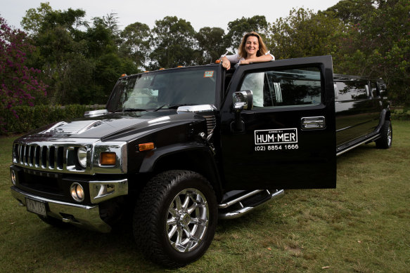 Belinda Vassallo with one of her Hummers, from her business. Humming in a Hummer will reluctantly need to pass on an increase in petrol prices to her customers.