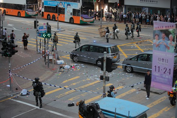 Police cordon off the scene of the shooting.