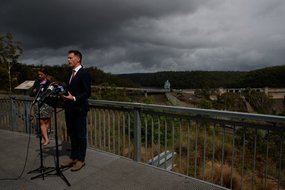NSW Labor leader Chris Minns during a visit to Warragamba Dam on Tuesday.
