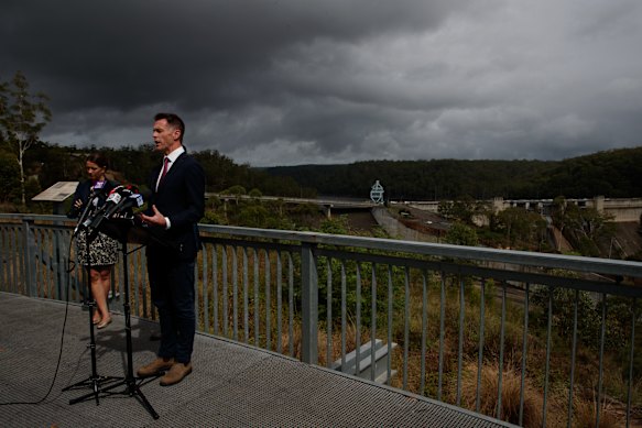 NSW Labor leader Chris Minns during a visit to Warragamba Dam on Tuesday.