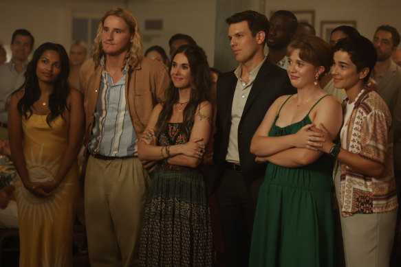 Meet the Delaneys in Apples Never Fall: Pooja Shah, Conor Merrigan-Turner, Alison Brie, Jake Lacy, Essie Randles.