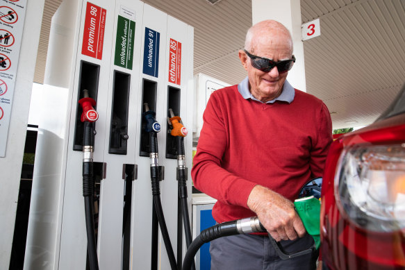 Retiree Ken Hudson, 77, at a Lilydale petrol station.