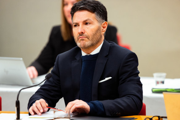 Minister for Customer Service Victor Dominello during a budget estimates hearing.  