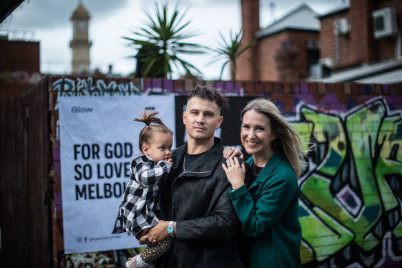 Jimmy and Emma L’Almont, pictured with daughter Yves, are the senior pastors of Glow Church. 