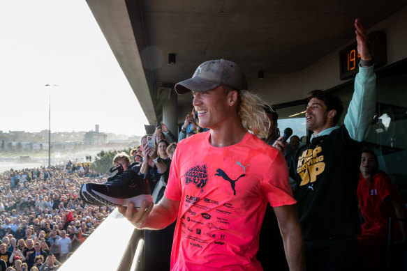 Ultramarathon runner Nedd Brockmann at Bondi Beach.