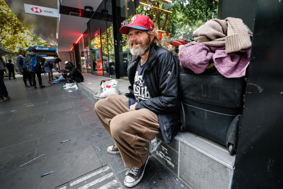Rough sleeper David, 51, says he isn't worried but noted less people were donating money.