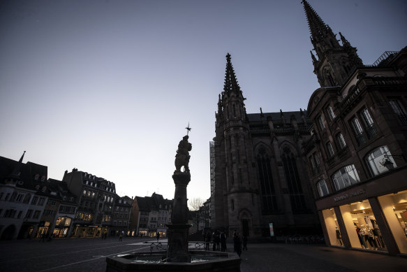 The centre of Mulhouse, a city in eastern France, believed to be the country's first cluster of COVID-19.