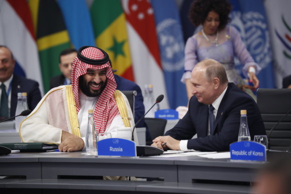 Saudi Arabia’s Crown Prince Mohammed bin Salman and Russian President Vladimir Putin.