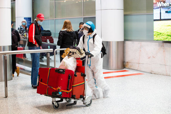 International passengers arriving in Sydney on Sunday.