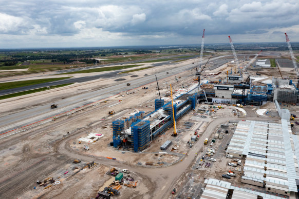Construction work at Western Sydney Airport in Badgerys Creek.