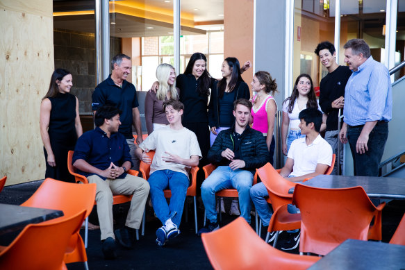 Reddam House year 12 students with maths advanced teacher Antony Charles and principal Dave Pitcairn.