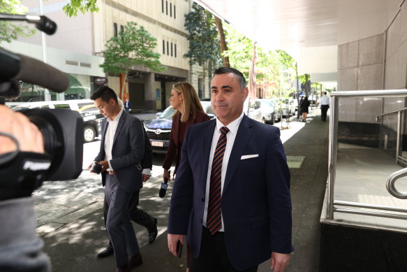 Former NSW premier John Barilaro leaving the ICAC during a lunch break on Monday.