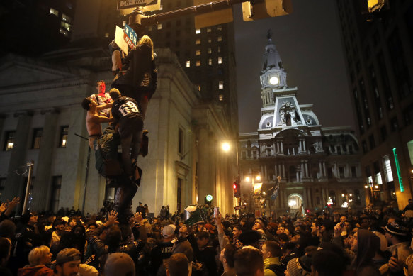 Eagles fans took to the streets in Philadelphia after winning the Super Bowl three years ago.