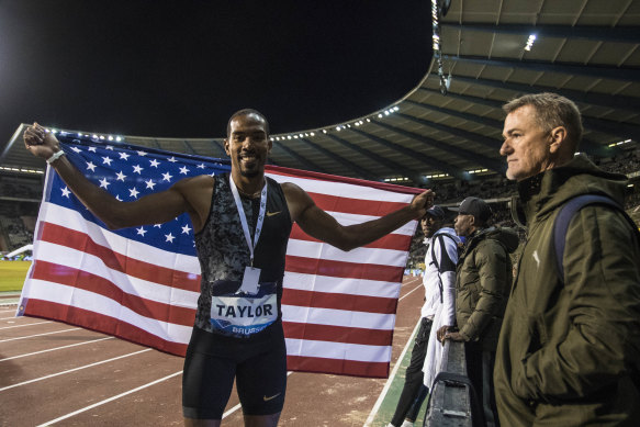 Rana Reider (right) with American triple-jumper Christian Taylor in 2019.