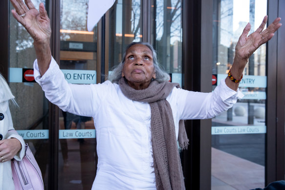 Aunty Jean Carter outside the federal court on Monday. 