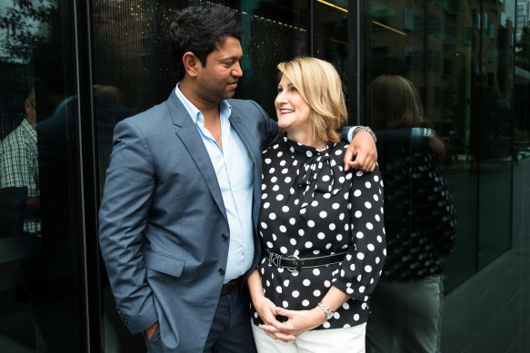 Saroo and Sue Brierley in 2017. 
