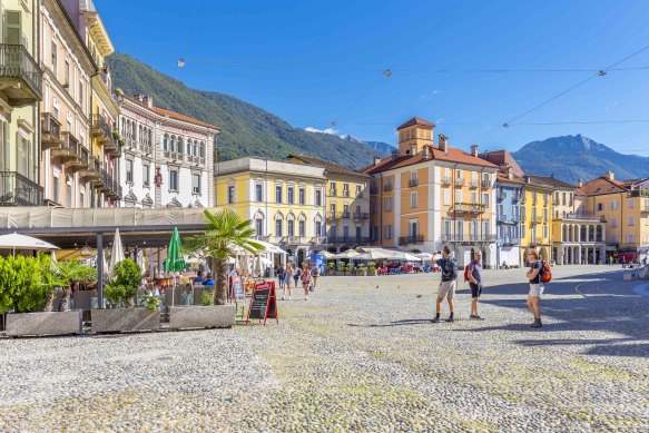 Locarno’s sprawling main square is at the heart of city life.