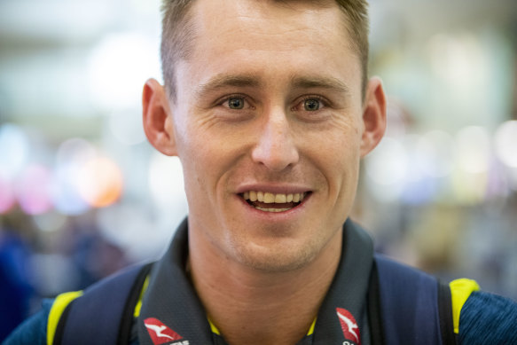 Marnus Labuschagne, pictured in January, is considered the apprentice to Steve Smith's master. 
