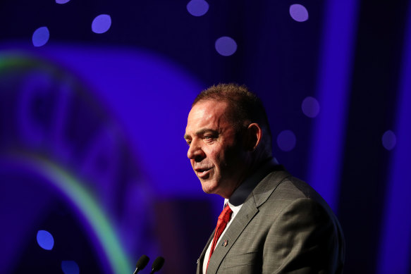 Tony Doherty speaks during the 2017 Arnold Classic at The Melbourne Convention and Exhibition Centre.