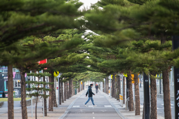 Capital City Trail at Docklands is normally packed with cyclists, but on Monday morning it was empty.