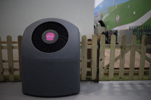 An Octopus Energy heat pump at the company’s research and development centre in Slough.