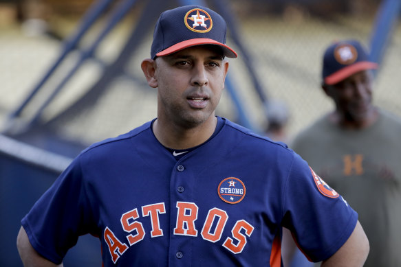 Alex Cora, pictured during his time as Astros bench coach in 2017, is no longer Red Sox manager.