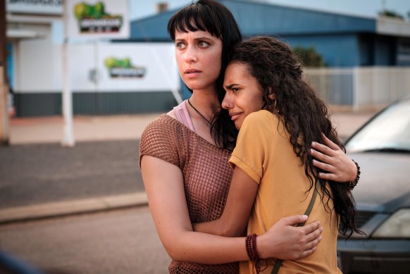 Jessica Falkholt, with Madeleine Madden, in ABC’s Mystery Road. 