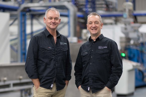 BlockTexx founders Graham Ross (left) and Adrian Jones (right) at their  Logan facility.