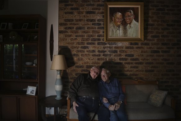 Terry Goulden and his husband John Greenway at home.