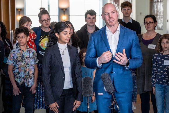 Anjali Sharma with Senator David Pocock.