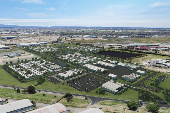 An artist’s impression of the proposed Centre for National Resilience at Pinkenba near Brisbane Airport. 