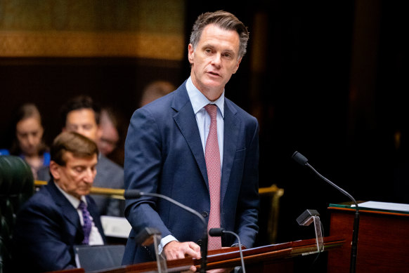 NSW Premier Chris Minns delivers a speech on antisemitism in parliament last week.