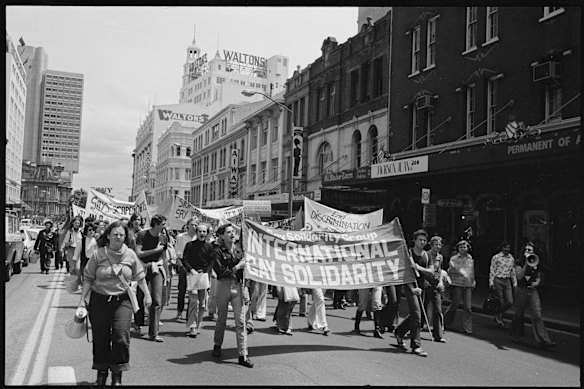 Mardi Gras and Gay Solidarity Group protests in Sydney on June 24, 1978. 
