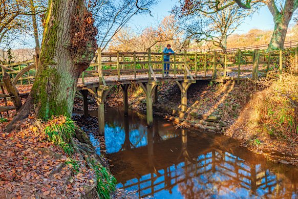 Pooh Sticks Bridge during autumn.