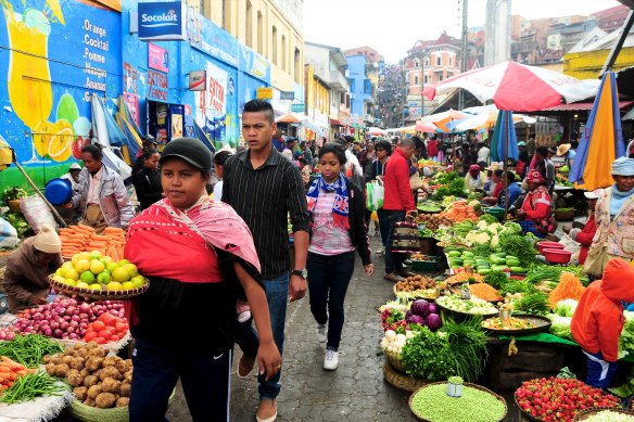 Bustling  Analakely Market, Antananarivo.