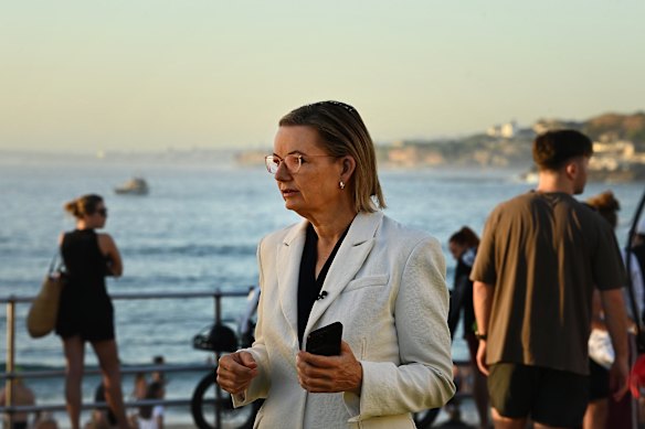 Opposition Leader Sussan Ley at Bondi Beach following the December 14 attack. 