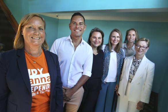 Judy Hannan with Alex Greenwich and other Climate 200-backed candidates during the campaign.